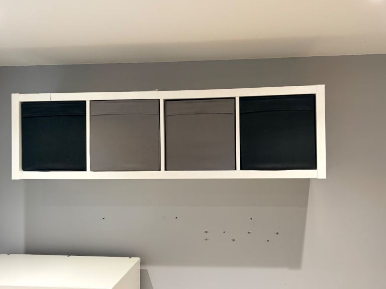 Ikea box shelf with boxes