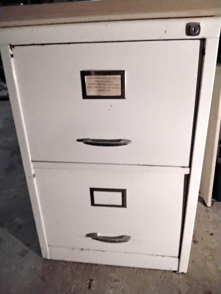 image for TWO FILING DRAWERS, DESK TOP & WOODEN CHAIR