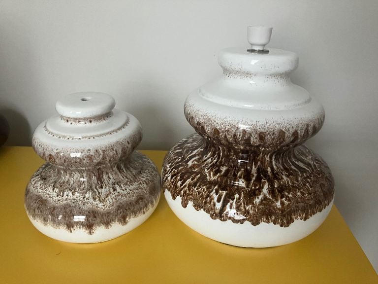 Vintage mid century ceramic “fat lava lamp / west German” style lamp bases - need rewiring