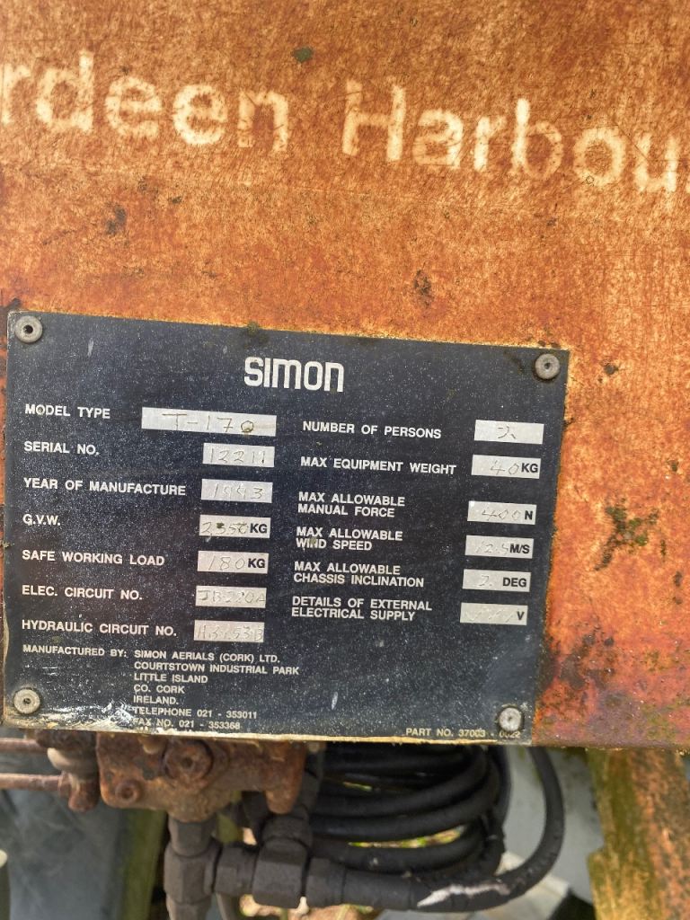 Simon topper 17m cherry picker 