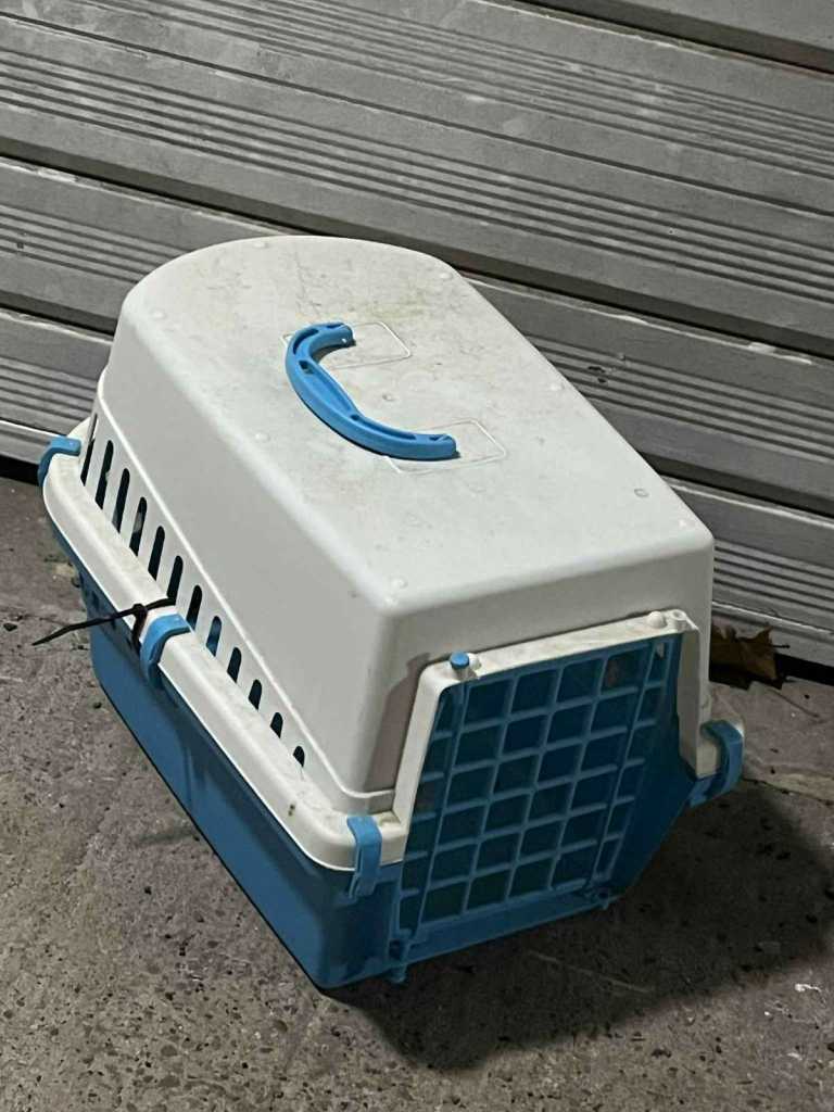 Cat Carrier / Small Pet Carrier (White & Blue)