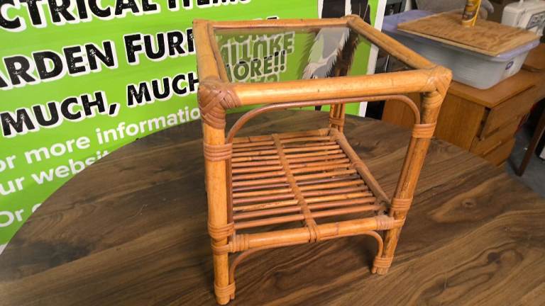 vintage small bamboo side / end table