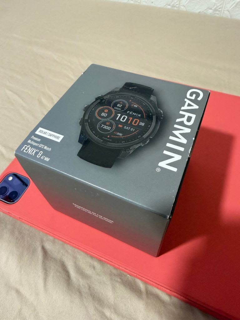 Garmin Fenix 8 smartwatch 47mm Solar Sapphire Carbon gray DLC titanium with black