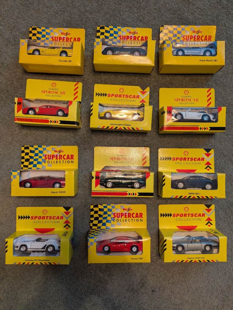 Shell sport car collection, 12 boxed cars as new
