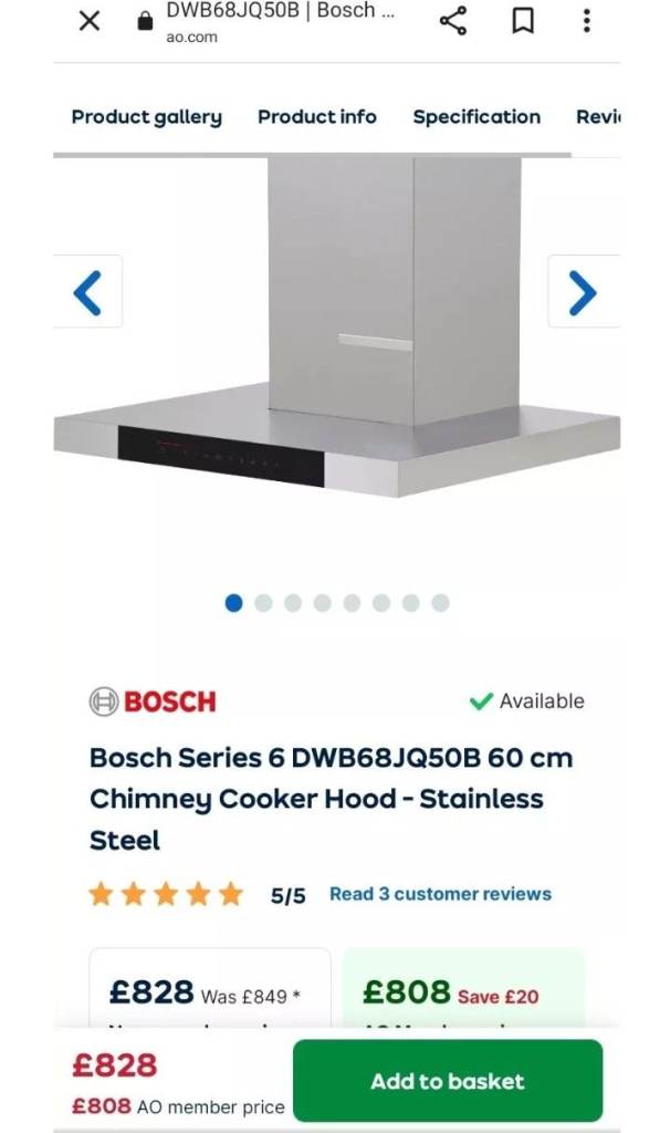 BOSCH (ex display) TOP OF THE RANGE EXTRACOR FAN!!