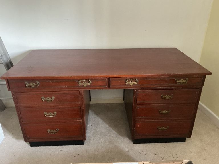 FREE, Large Wooden Pedestal Desk with Drawers – Fair Condition