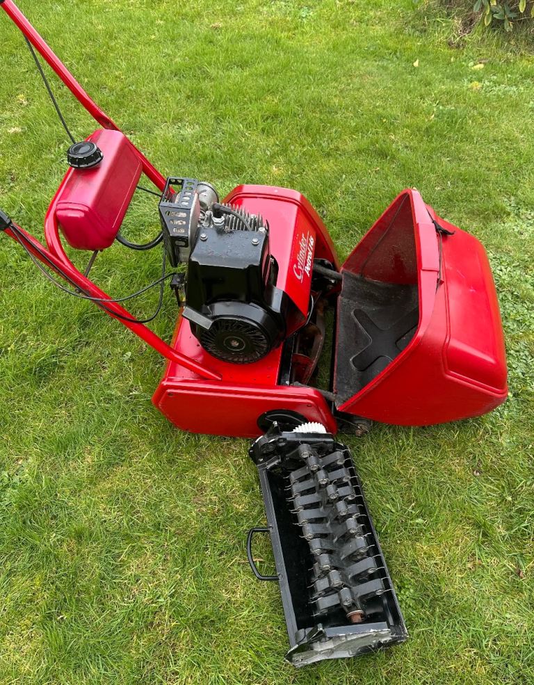 Suffolk Punch petrol cylinder lawnmower & scarifier serviced greens roller mower 
