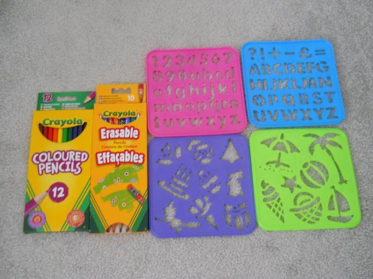 Crayola Coloured Pencils & Erasable Pencils with Stencils