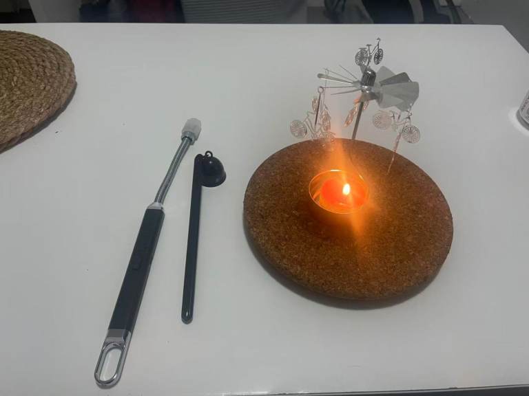 Candle set + 20 candles + tray/holder + lighter + candle snuffer