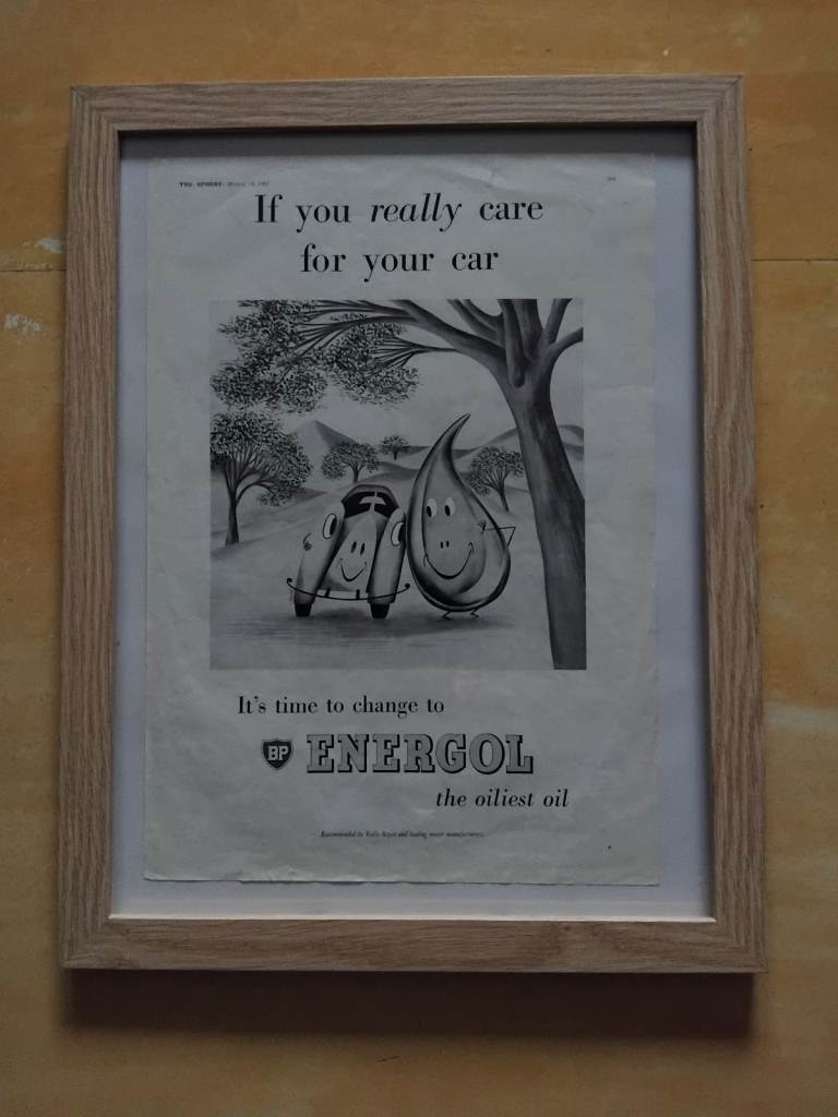 BP Energol Vintage Petroliana, Automotive advertising memorabilia, man cave. 