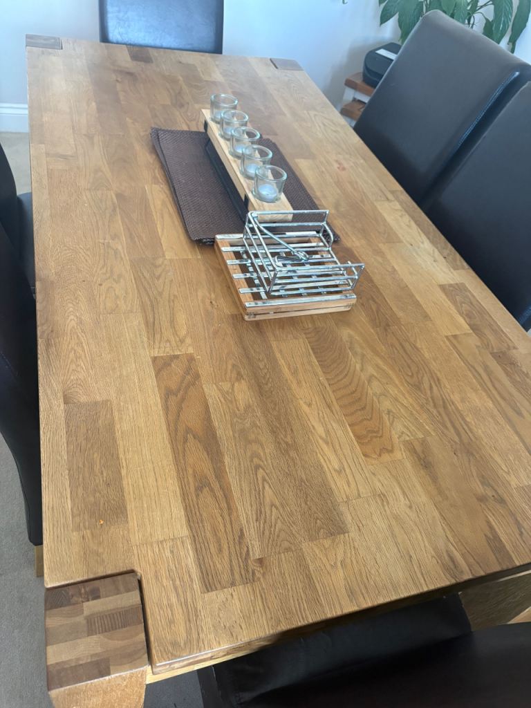 Solid wood dining table six chairs
