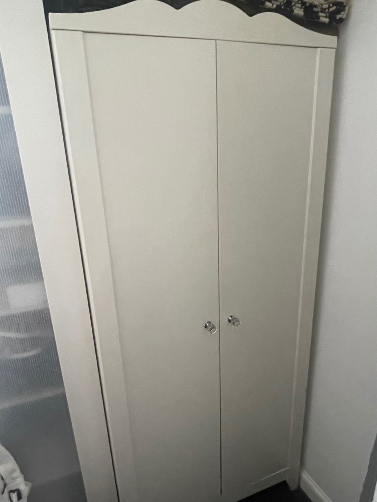 White Wardrobe with Diamond Handles 