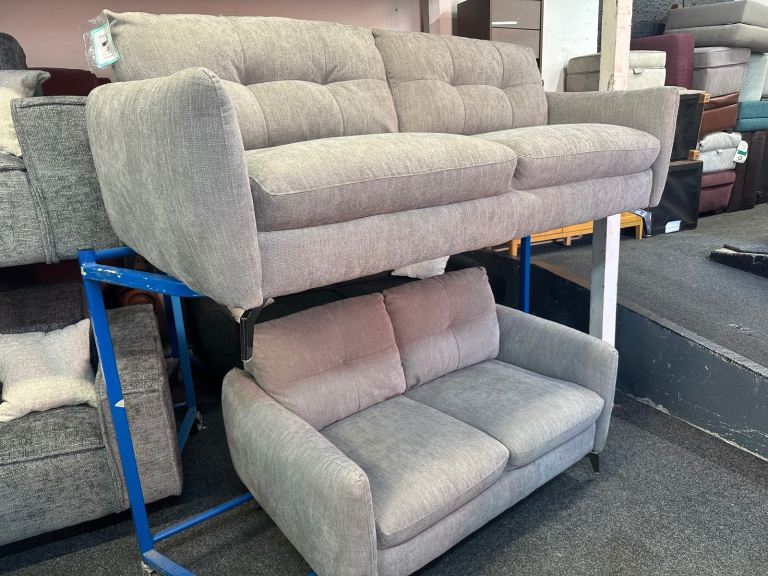 NEW EX DISPLAY SOFOLOGY MIMI GREY 3 + 2 SEATER SOFAS UPTO 65% OFF RRP