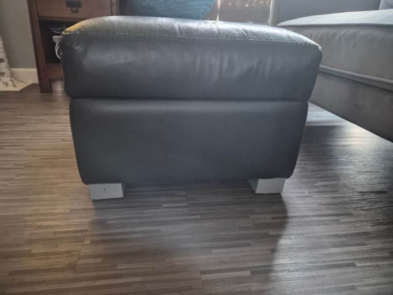 Sofology Storage Footstool. Grey Leather. 