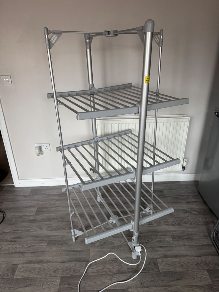 3 Tier Heated Airer Foldable Clothes Drying With Cover