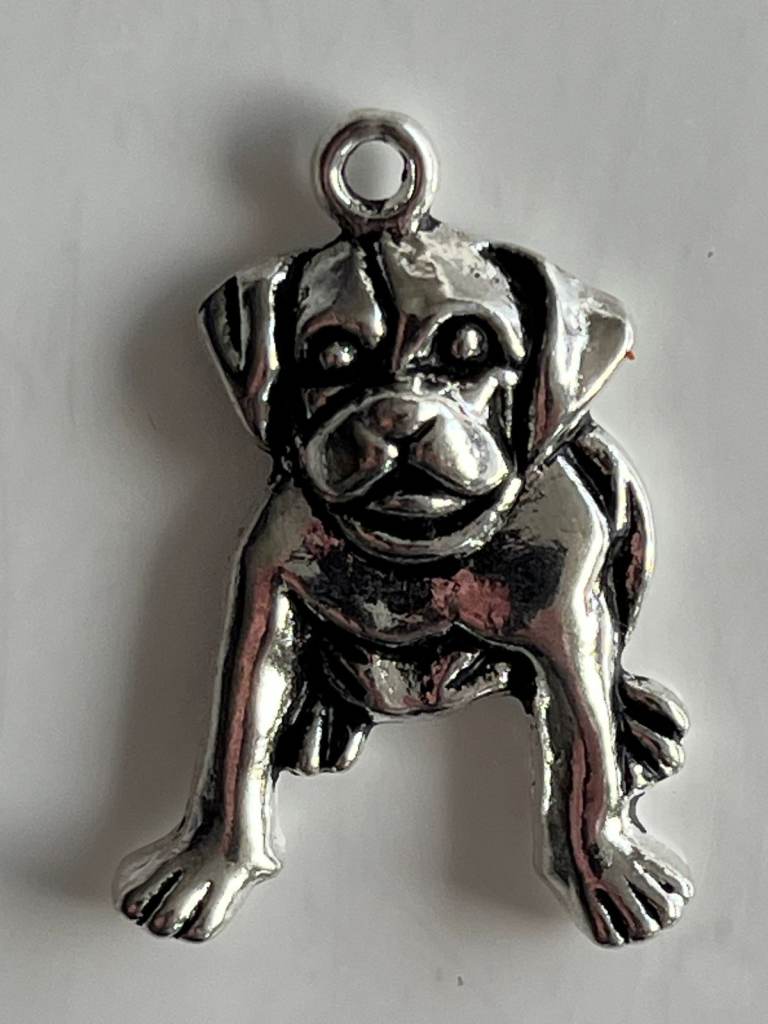 SILVER METAL CHARM - PUG DOG