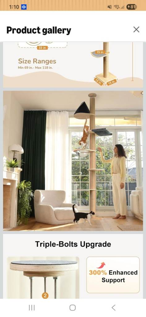 Floor to Ceiling Cat Tower 