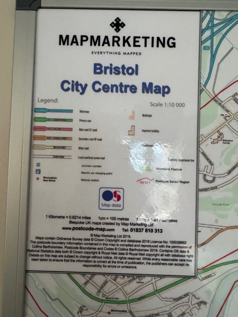 Large Framed Poster Map Bristol