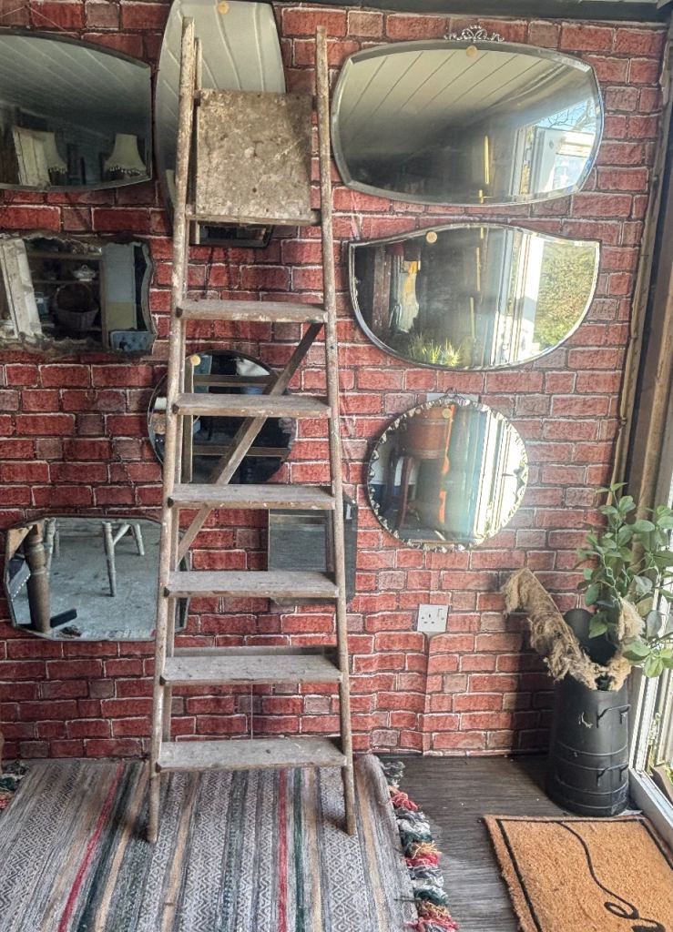 A Tall Vintage wooden step ladder wedding decor/garden display