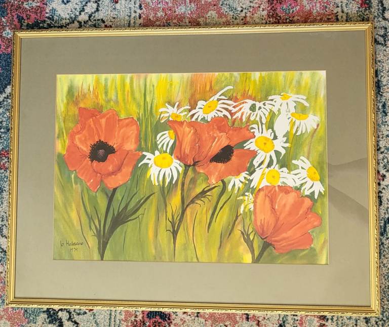 Jo Haldane 1979 poppy picture - framed