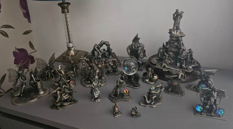 Large Collection of Myth and Magic Pewter Figures (23 Pieces) – Tudor Mint Dragons & Wizards