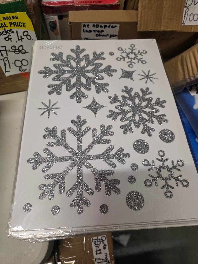 A new pack of 4 sheets glittery window or mirror stickers. 