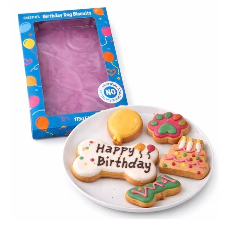 Chester’s Birthday Dog Biscuits Gift Box – 113g – Brand New