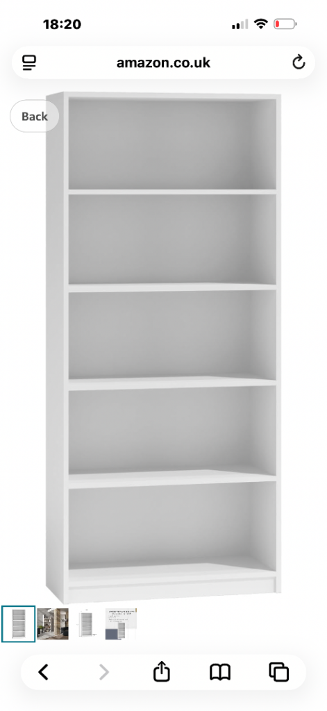 White 5 tier bookcase - brand new