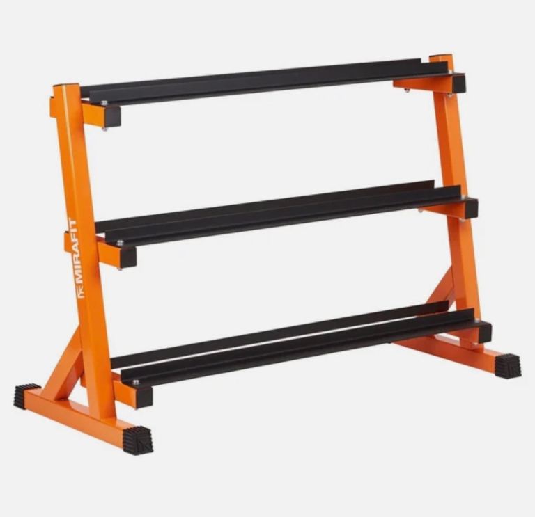 Mirafit 3 Tier Dumbbell Rack – Orange and Black