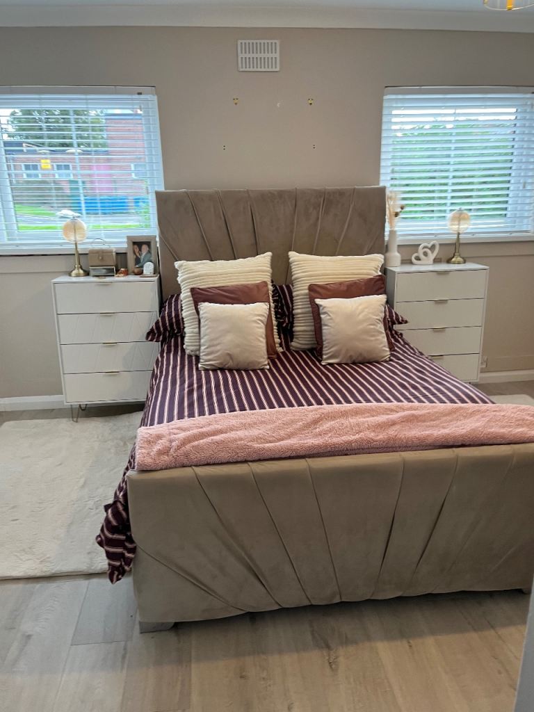 Double Bed Frame with Headboard – Good Condition