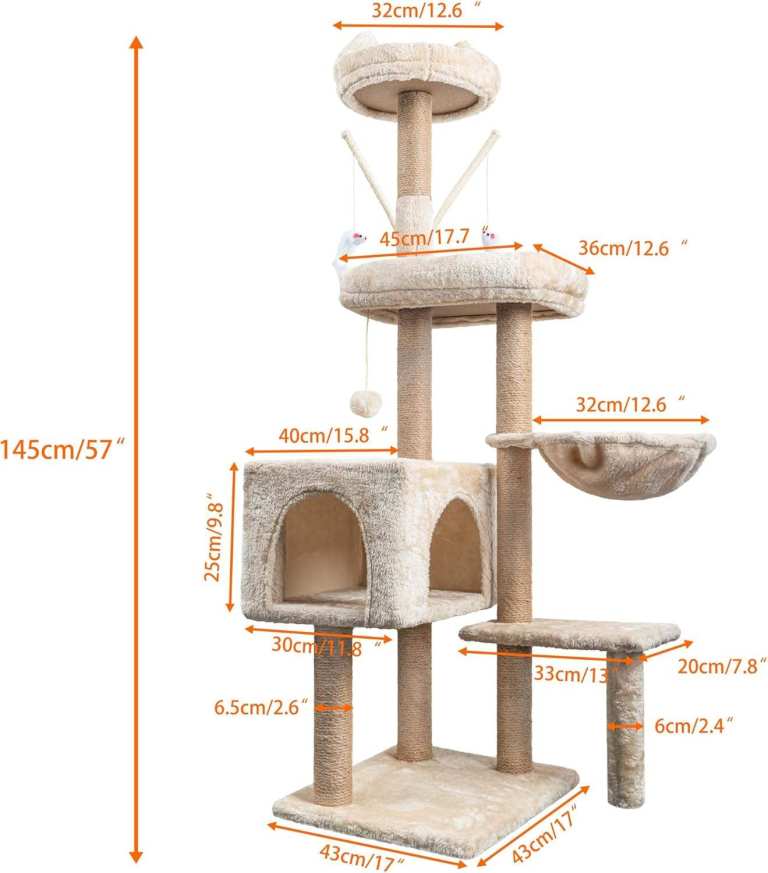 Cat Tree / Scratching Post – 145cm Multi-Level Tower – Great Condition