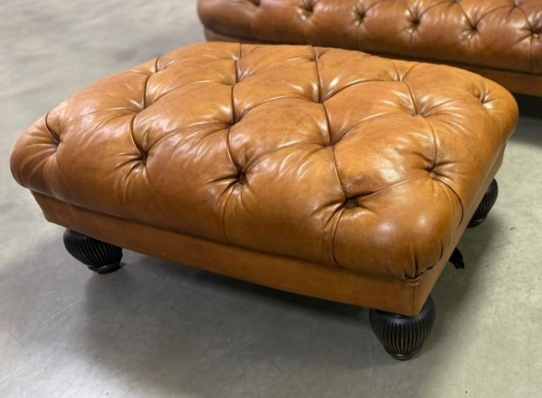 Rare Tetrad Oskar Footstool in Buffalo Hide 