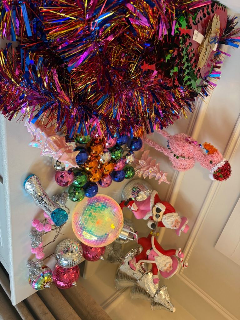 Job lot of disco theme Christmas decorations 