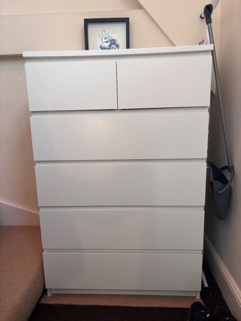 IKEA MALM White 6-Drawer Chest of Drawers - Good Condition - Collection Only