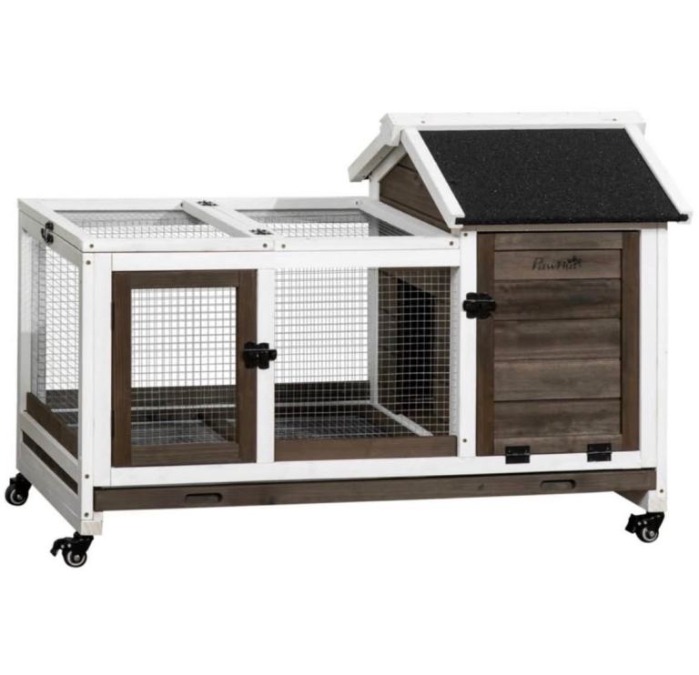 Wooden Rabbit Hutch Mobile Guinea Pig Cage Large
