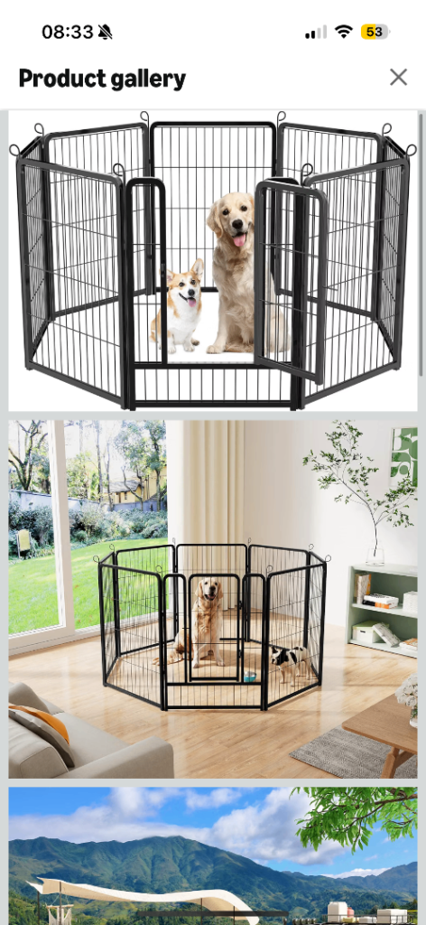 Puppy dog pen / cage used, large adjustable space black