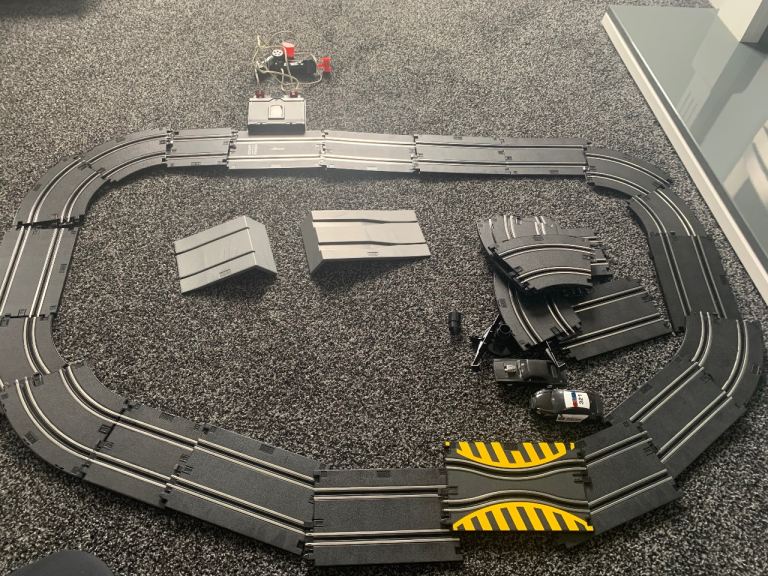 Scalextric Style Race Track with Cars – Good Condition