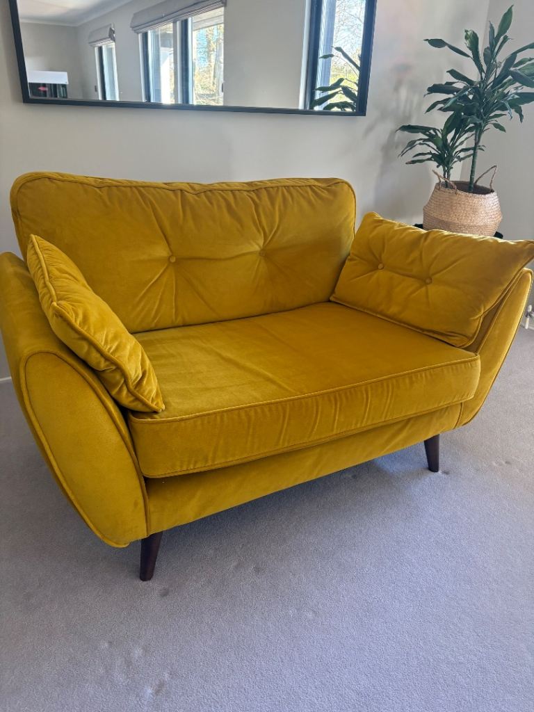 DFS Zinc French Connection cuddler velvet sofa