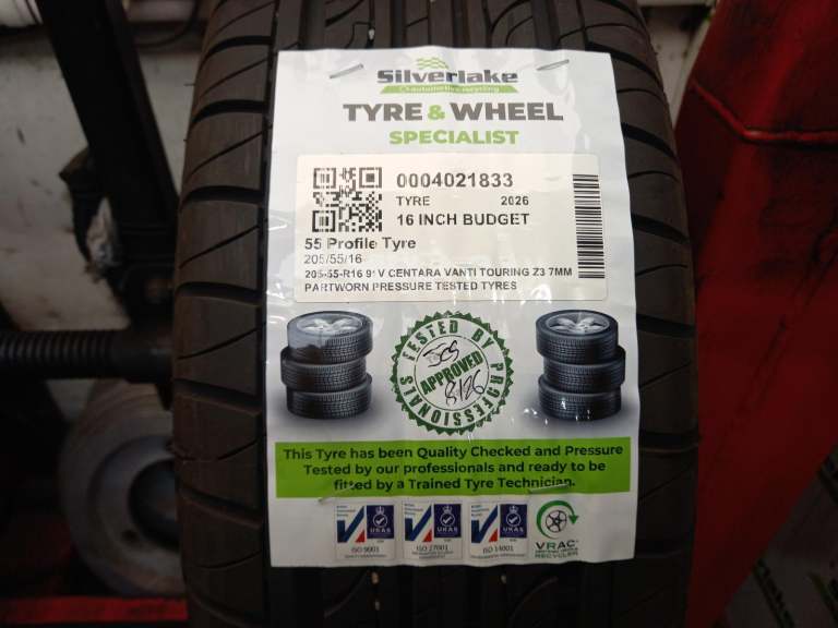 205-55-R16 91v Centara Vanti Touring Z3 7mm Partworn Pressure Tested Tyres