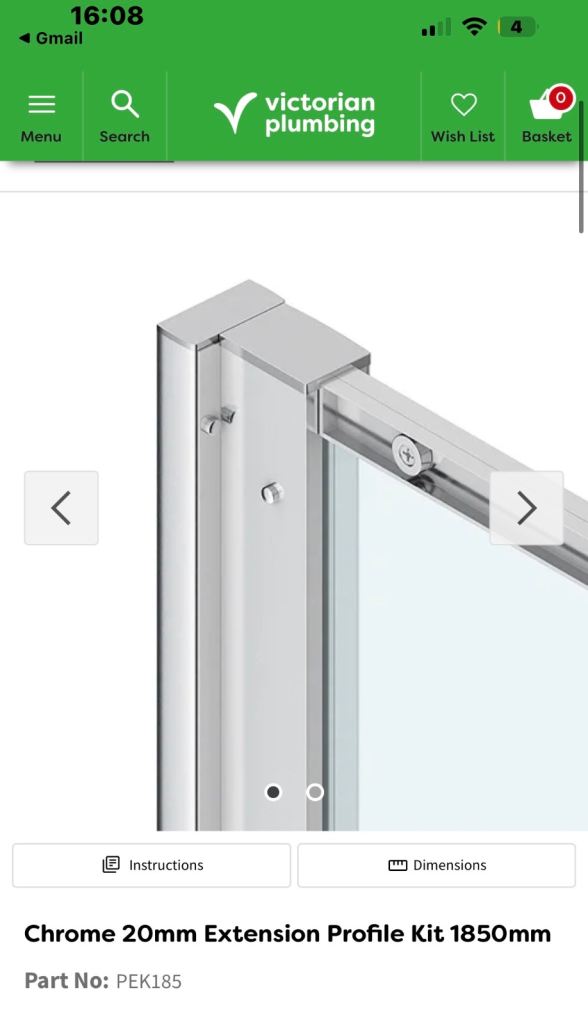 Victorian Plumbing Chrome Extension Profile Kit 1850mm - New