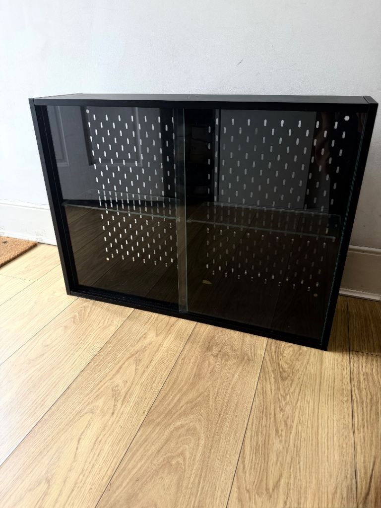 IKEA UPPSPEL glass-door cabinet, Black , 76x56 cm