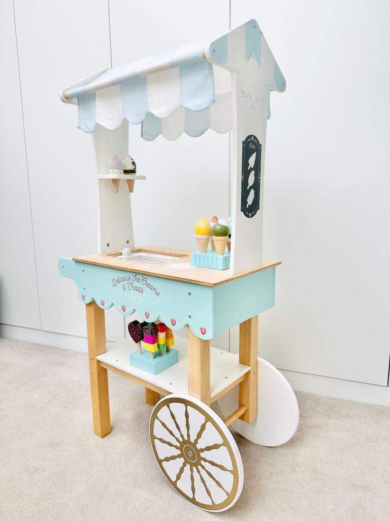 Ice Cream Trolley Market Stall Le Toy Van Wooden Educational Toy Role Play Pretend Food Playset