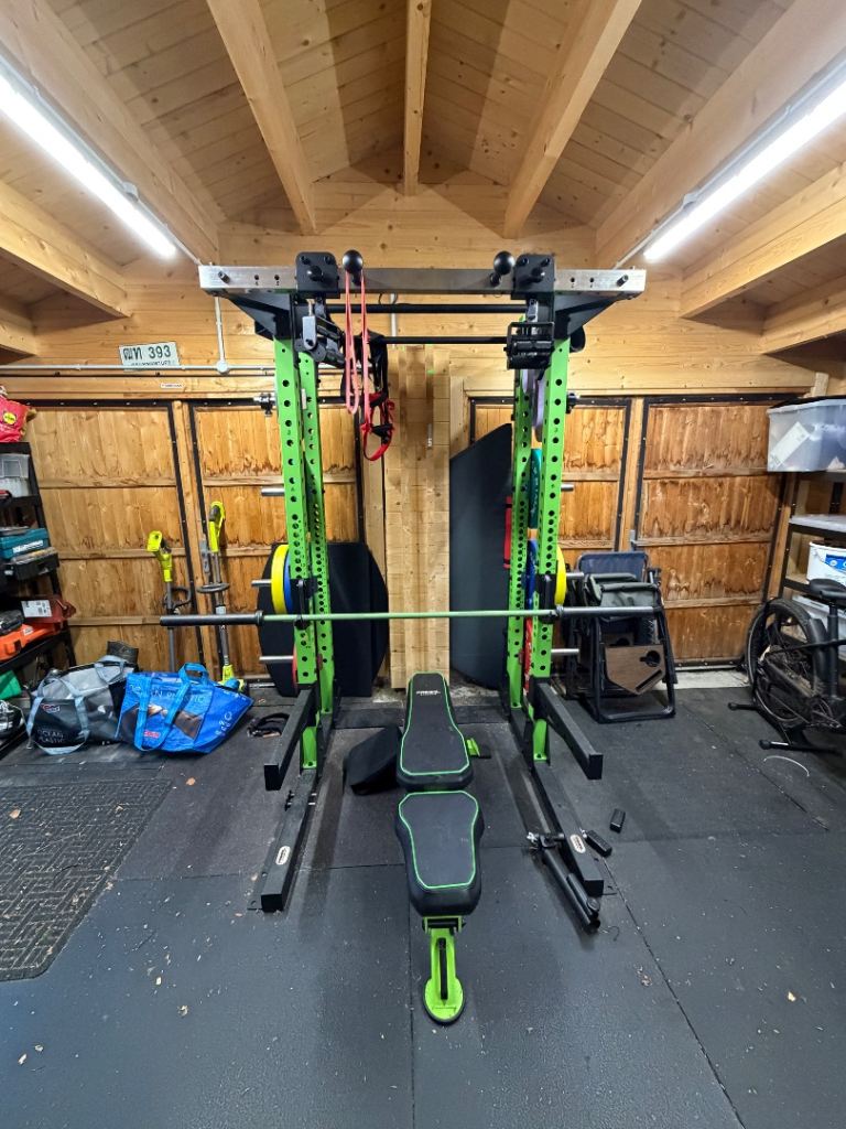 Primal Strength Full Home Gym Package – Half Rack, FID Bench, Bars, 150kg Bumpers – Like New