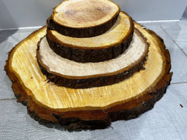 Log slices cake stands real wood wedding decorations 