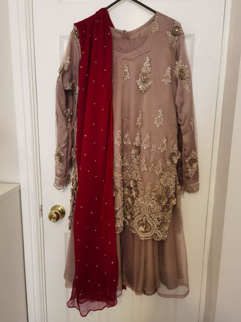 Beige Asian party dress