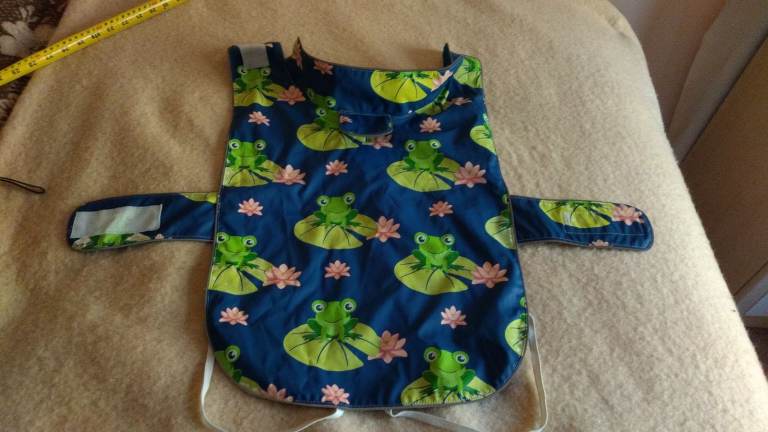 Dog Raincoat Coat Blue with Frogs Lilypads Pet Collection