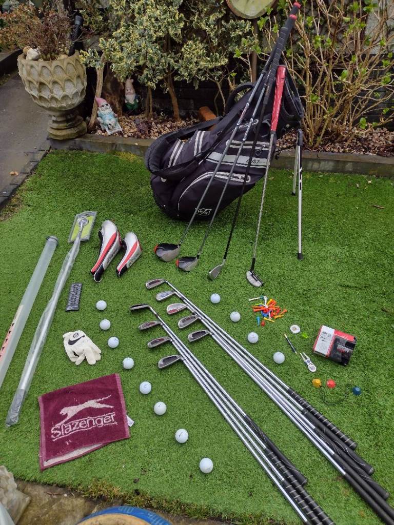 VGC FULL SET OF MEN'S WILSON / SLAZENGER GOLF CLUBS + WILSON STAND GOLF BAG WITH FREE EXTRAS.