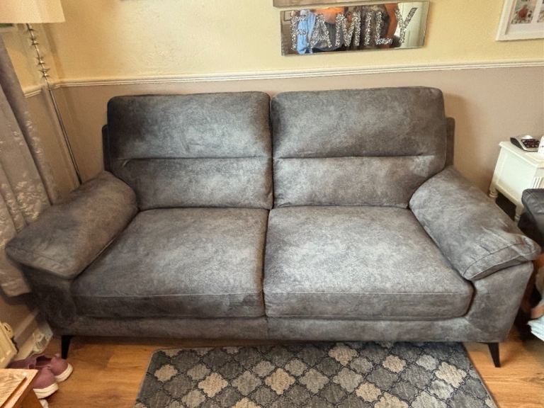 2x Charcoal Grey Large 3-Seater Fabric sofas  – Great Condition