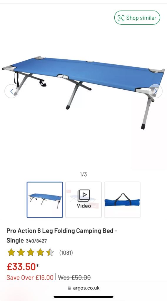 Folding camp bed