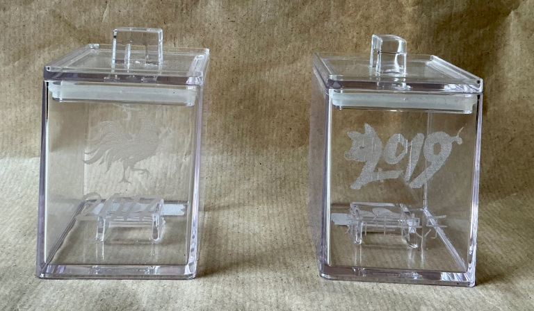 Chinese New Year 2017 (Rooster) & 2019 (Pig) Design Plastic Storage Containers Jars - 50p each